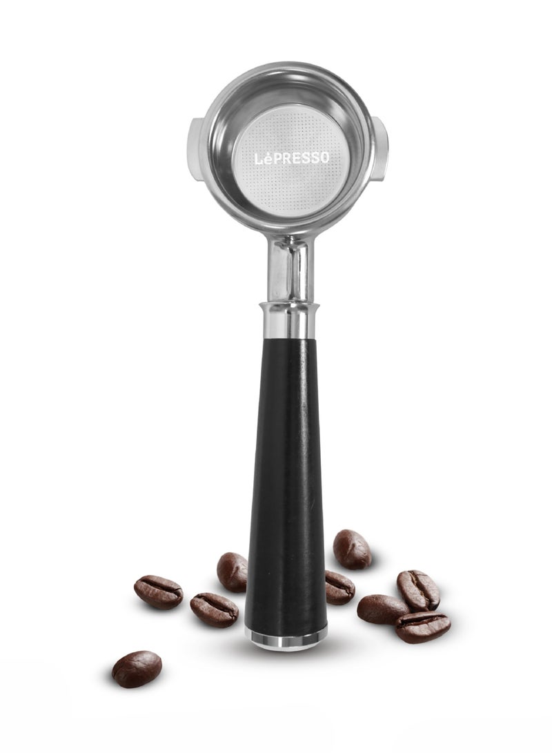 LePRESSO Portafilter Bottomless 58mm Coffee Machines / Stainless Steel, Wood, Alloy(Ring) / Ergonomic Design - Black - Image 1